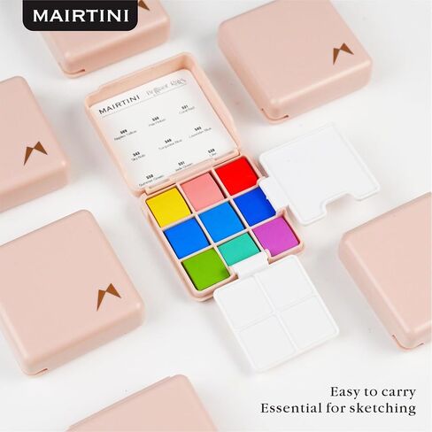 Mairtini Academy Grade Brilliant Series Solid Half-pan Portable Travel Watercolor Set 9 Colors (Macaron) in Saudi Arabia