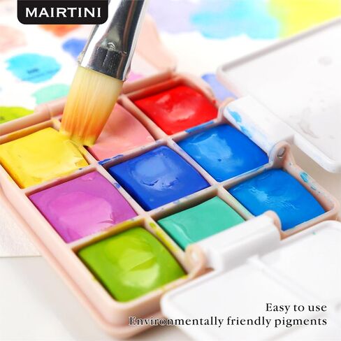Mairtini Academy Grade Brilliant Series Solid Half-pan Portable Travel Watercolor Set 9 Colors (Macaron) in Saudi Arabia