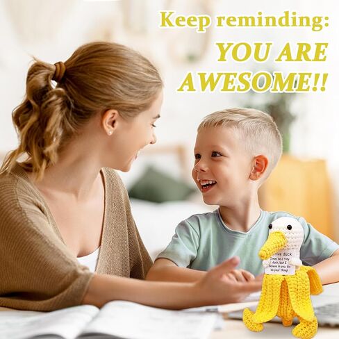 Positive Crochet Animals, Emotional Support Nuggets, Handmade Emotional Support Crochet, Cheer Support Plush Birthday Gifts for Women, Friend, Coworker, Student, Family (Positive Chick) in Saudi Arabia