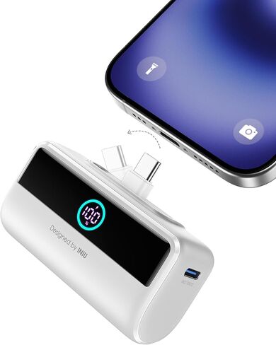 شاحن محمول صغير من INIU، بنك طاقة بقدرة 5500 مللي أمبير في الساعة مع موصل USB-C مدمج، حزمة بطارية شحن سريع USB C بقوة 22.5 وات PD، شاحن هاتف خارجي لهاتف iPhone 16/15، Samsung S23 S22، Google إلخ in Saudi Arabia