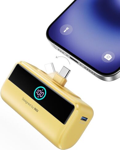 شاحن محمول صغير من INIU، بنك طاقة بقدرة 5500 مللي أمبير في الساعة مع موصل USB-C مدمج، حزمة بطارية شحن سريع USB C بقوة 22.5 وات PD، شاحن هاتف خارجي لهاتف iPhone 16/15، Samsung S23 S22، Google إلخ in Saudi Arabia