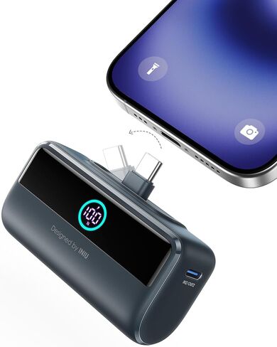 شاحن محمول صغير من INIU، بنك طاقة بقدرة 5500 مللي أمبير في الساعة مع موصل USB-C مدمج، حزمة بطارية شحن سريع USB C بقوة 22.5 وات PD، شاحن هاتف خارجي لهاتف iPhone 16/15، Samsung S23 S22، Google إلخ in Saudi Arabia