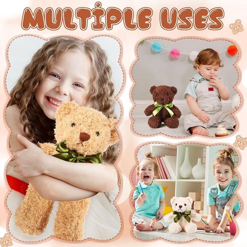 Hydren 12 pcs 10 بوصة دب محشو بالحيوانات الناعمة الدببة ذات الجزء الأكبر مع القوس الشريط لعيد ميلاد الطفل التخرج حفل زفاف (بني فاتح) in Saudi Arabia