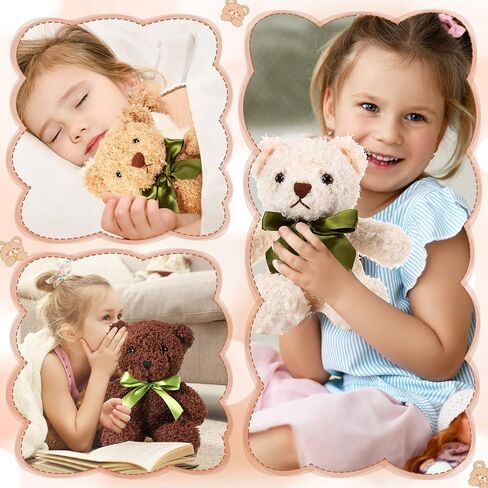 Hydren 12 pcs 10 بوصة دب محشو بالحيوانات الناعمة الدببة ذات الجزء الأكبر مع القوس الشريط لعيد ميلاد الطفل التخرج حفل زفاف (بني فاتح) in Saudi Arabia
