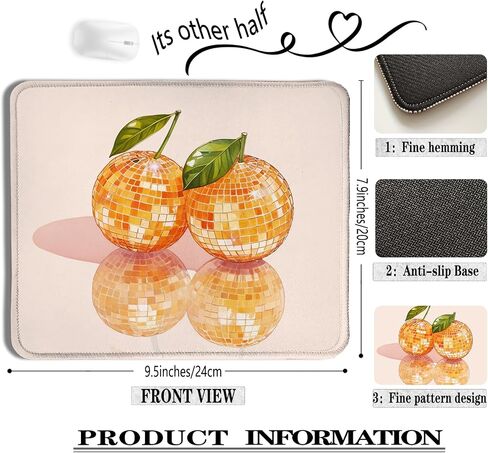 Orange Mouse Pad, Funky Retro Y2K Orange Disco Ball Mouse Pads for Wireless Mouse Computers Laptop Desk Accessories, Aesthetic Mouse Pad, Desk Supplies for Women Office Aesthetic, 9.5x7.9 Inch in Saudi Arabia