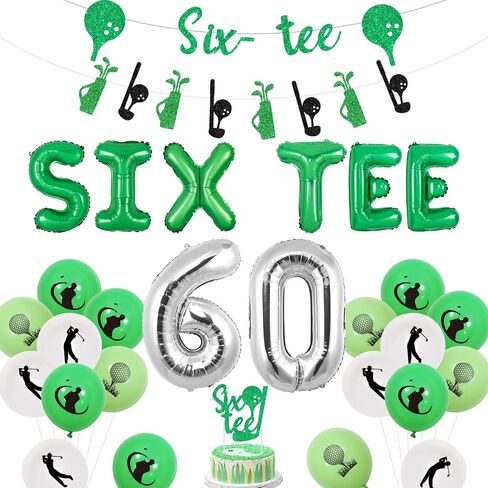 Golf 60th Birthday Party Decorations, 60th Birthday Decorations for Women Men Golf Balloon Glitter Banner Garland Cake Topper for 60th Sixtee Golf Party Supplies in Saudi Arabia