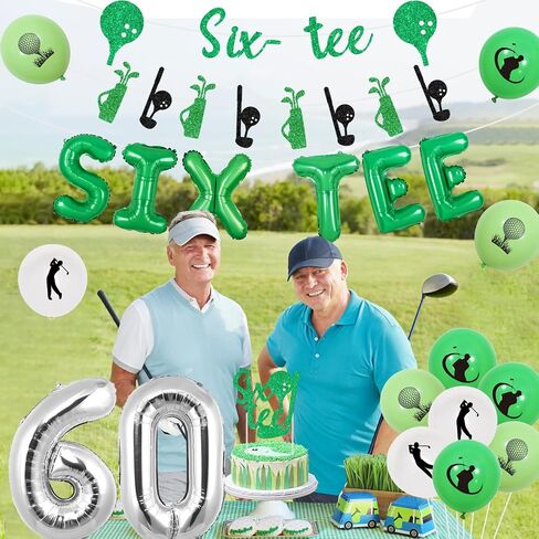 Golf 60th Birthday Party Decorations, 60th Birthday Decorations for Women Men Golf Balloon Glitter Banner Garland Cake Topper for 60th Sixtee Golf Party Supplies in Saudi Arabia