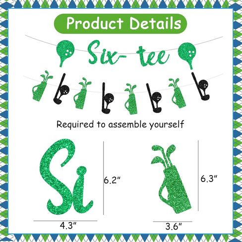 Golf 60th Birthday Party Decorations, 60th Birthday Decorations for Women Men Golf Balloon Glitter Banner Garland Cake Topper for 60th Sixtee Golf Party Supplies in Saudi Arabia