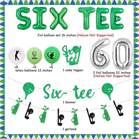 Golf 60th Birthday Party Decorations, 60th Birthday Decorations for Women Men Golf Balloon Glitter Banner Garland Cake Topper for 60th Sixtee Golf Party Supplies in Saudi Arabia