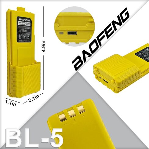 بطارية راديو BAOFENG BF-F8HP ممتدة 3800 مللي أمبير من النوع C شحن أسود بديل للإصدار الجديد لبطارية راديو BF-F8 القابلة لإعادة الشحن BL-5 هام مع كابل in Saudi Arabia
