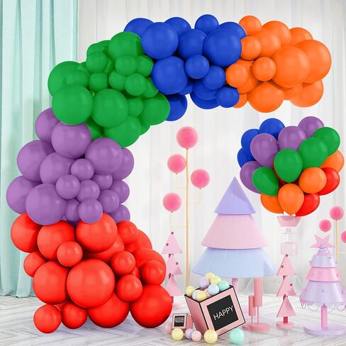 50PCS 5in Pink & Rainbow Matte Latex Balloons - Happy Birthday Arch & Garland Kit in Kuwait