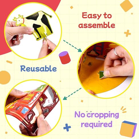 Puffy Sticker 3D House for Kids, 4 DIY Room Scenes, Cute Animals Farm Themed Travel Sticker Set for Toddlers, Great Gifts for Boys and Girls in Saudi Arabia