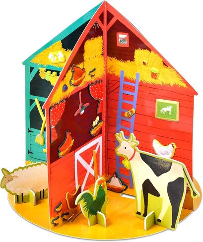 Puffy Sticker 3D House for Kids, 4 DIY Room Scenes, Cute Animals Farm Themed Travel Sticker Set for Toddlers, Great Gifts for Boys and Girls in Saudi Arabia