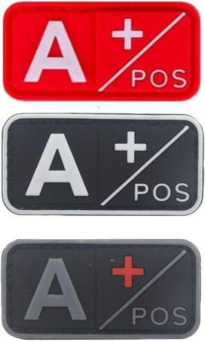 3 PCS Blood Type Patch Kit Positive, Tactical Type Positive 3D PVC Rubber Fastener Patch, 2 X 1 Inch Size (O) in Kuwait