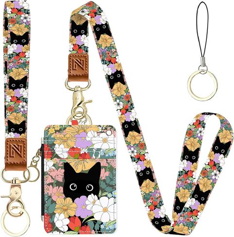 Cute Dinosaur 2-in-1 ID Badge Holder & Lanyard Wallet for Teachers,Nurse,Professionals-Cute Zippered Coin Pouch,Removable Wristlet & Neck Lanyard,5 Card Slots Stylish Work Essential in Saudi Arabia