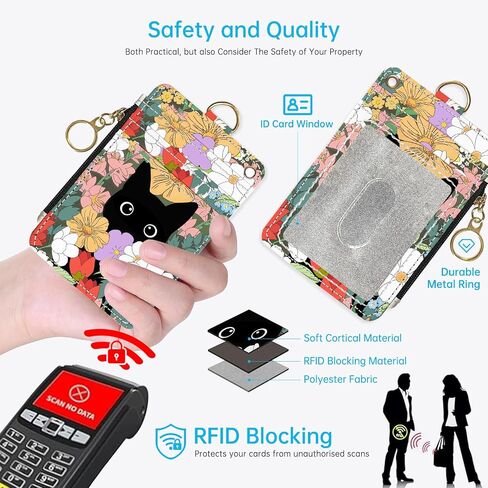Cute Dinosaur 2-in-1 ID Badge Holder & Lanyard Wallet for Teachers,Nurse,Professionals-Cute Zippered Coin Pouch,Removable Wristlet & Neck Lanyard,5 Card Slots Stylish Work Essential in Saudi Arabia