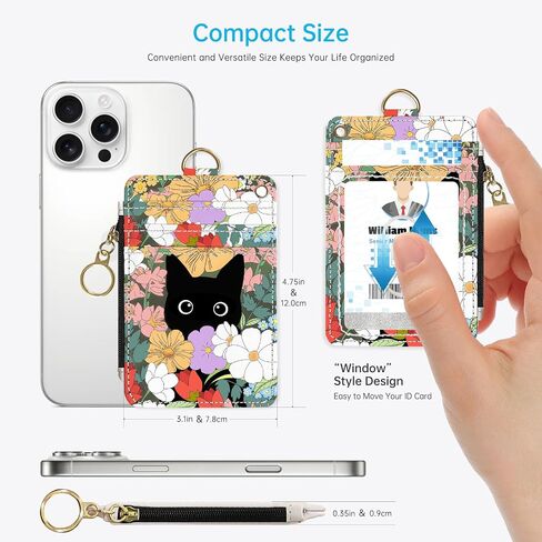 Cute Dinosaur 2-in-1 ID Badge Holder & Lanyard Wallet for Teachers,Nurse,Professionals-Cute Zippered Coin Pouch,Removable Wristlet & Neck Lanyard,5 Card Slots Stylish Work Essential in Saudi Arabia