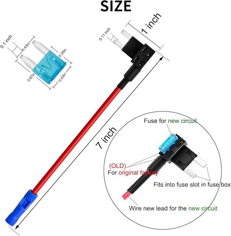 MuHize Micro2 Fuse Tap - Upgraded ATR Blade Fuse Holder(2024 New), 12V Car Add-a-Circuit Fuse Tap Adapter with 10 Pcs 5 Amp Micro2 Blade Fuses Kit in Kuwait