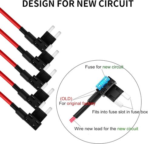 MuHize Micro2 Fuse Tap - Upgraded ATR Blade Fuse Holder(2024 New), 12V Car Add-a-Circuit Fuse Tap Adapter with 10 Pcs 5 Amp Micro2 Blade Fuses Kit in Kuwait