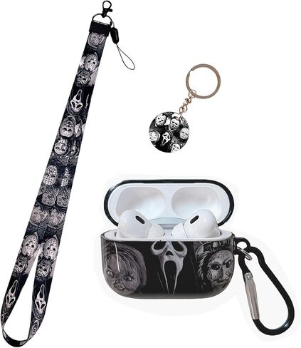 Cool Scream Pattern 2/1 Case with Durable IMD Printing Technology and PET Layer，with Horror Keychain Clip Carabiner and Lanyard in Kuwait