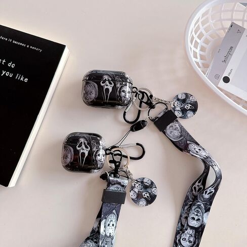 Cool Scream Pattern 2/1 Case with Durable IMD Printing Technology and PET Layer，with Horror Keychain Clip Carabiner and Lanyard in Kuwait