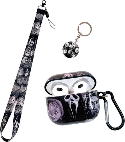 Cool Scream Pattern 2/1 Case with Durable IMD Printing Technology and PET Layer，with Horror Keychain Clip Carabiner and Lanyard in Kuwait