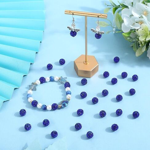SUNNYCLUE 1 Box 120Pcs Dark Blue Rhinestone Beads Disco Ball Bead Bulk 10mm Polymer Clay Glass Mini Pave Round Charms Crystal Diamond Gems Pen Bead for Jewelry Making DIY Necklace Bracelet Crafts in Saudi Arabia
