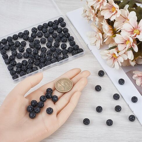 SUNNYCLUE 1 Box 120Pcs Dark Blue Rhinestone Beads Disco Ball Bead Bulk 10mm Polymer Clay Glass Mini Pave Round Charms Crystal Diamond Gems Pen Bead for Jewelry Making DIY Necklace Bracelet Crafts in Saudi Arabia