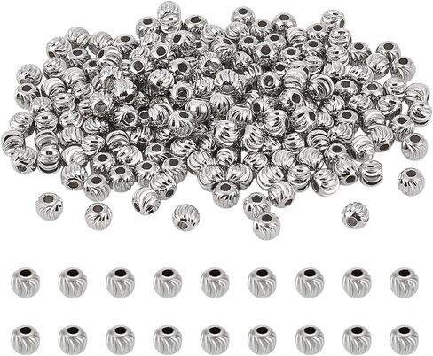 Benecreat 180pcs 18K حبات الفواصل النحاسية المطلية بالذهب ، حبات فضفاضة مموجة ، حبات معدنية مستديرة 6 × 5 ملم للأساور ، القلادات ، صنع المجوهرات ، ثقب: 2 مم: 2 مم in Saudi Arabia