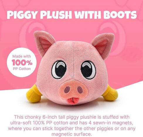 Youtooz Piggy Plush Boots Stickie 6" Inch, Super Soft Piggy Made from 100% PP-Cotton Plush Collection in Saudi Arabia