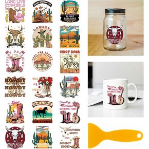 Globleland 18PCS Forest Animals Frans On Transfer 3.9x3.6inch Colorful Deer Lion Sloth Owl Home Home Arbbit Squirrel Cup Transfor