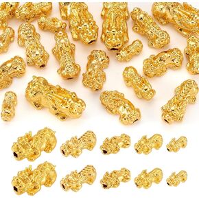 Pandahall 20pcs Real 24K Gold Gold Pixiu Spacer Beads Chinese Dragon Swud Luck Charms for pi yao جذب أموال الثروة