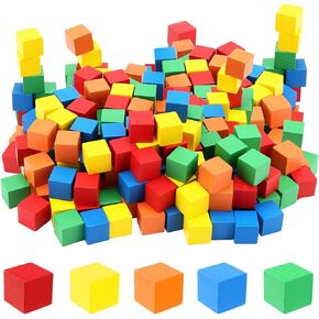 400 PCS Colorful Wooden Cube Blocks, 0.8 InchSquare Cube Blocks Wooden Cube Blocks for Crafts, DIY Projects and Puzzle Making