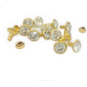 100 Sets Cz Colorful Crystal Rivets Gold Color Spots Studs Double Cap for DIY Leather-Craft