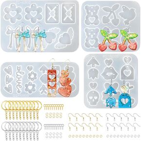 راتنج GO 104PCS قوالب الراتنجات المحددة للنساء ، تصاميم لطيفة مع الملحقات ، قوالب المجوهرات السيليكون للراتنجات الإبوكسي مفتاحية القلادة صنع الحرف اليدوية