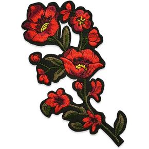 Expo International Sharla Iron On Embroidered Flower Patches/Appliques, Red