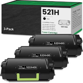 Remanufactured 521H 52D1H00 Black High Yield Toner Cartridge 3-Pack Replacement for Lexmark 521H 52D1H00 for MS710n MS711dn MS810n MS810dn MS810de MS811n MS811dn MS811dtn MS812dn MS812de Printer
