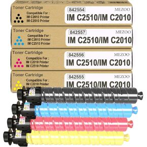 Mezoo IMC2510 IMC2010 Toner Cartridge Rivel Placent for 842554 842557 842556 842555 Toner for IM C2010 IM C2510 Printers (4 Pack ، Black Cyan Magenta Yellow)