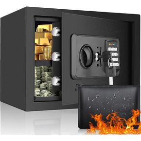 1.0 Cubic Safe Box Fireproof Waterproof with Digital Keypad Key, Anti-Theft Home Safe for Money Medicine Important