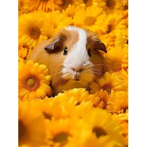 KAYEIUU Diamond Painting Kits for Adults, Guinea Pig Yellow Guinea Pig Watercolor Diamond Art DIY 5D Full Round Drill Crystal Rhinestone Arts and Craft, for Home Decor Wall Decor 12x16 inch