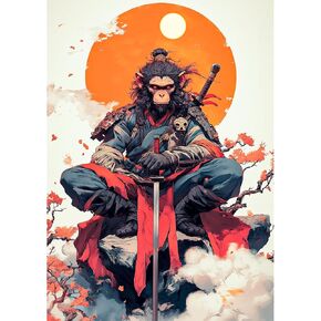 Lxmsja Monkey King Diamond Art Kits للبالغين ، ومجموعات الطلاء الماس الكاملة للمبتدئين للمبتدئين ، وحراني فنية للأحجار الكريمة 5D للبالغين ، وديكور الجدار المنزلي 12x16 بوصة