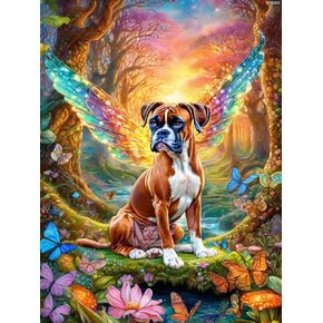 IPISSOI Diamond Painting Kits for Adults Forest Animals Diamond Art DIY 5D Boxer Dog Round Full Drill Crystal Rhinestone Arts and Crafts Home Wall Decor Butterfly Handicrafts 12x16 inch