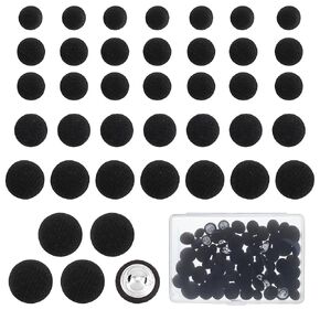 NICENEEDED 70 Pcs Fabric Cloth Covered Button, Tuxedo Suit Buttons, Black Round Sewing Buttons Metal Shank Suits Button Garment Accessories for Bridal Suits Dress Blouses Jacket Coat Blouse Jeans