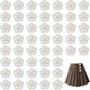 CHGCRAFT 50 Pcs Vintage Pearl Buttons Crystal Rhinestone Button Resin Pearl Shank Button for Suits Knitting Sweaters Sewing Crafting DIY Project, Silver, 0.75x 0.73x 0.37inch