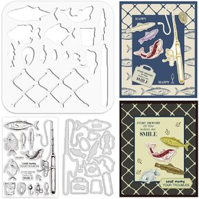 تموت طوابع الصيد من Origach وفاة الإستنسل لتصنيع البطاقات أدوات الصيد واضحة القطع القطع وفواصل الحيوانات الأليفة لخلاص DIY Decrafative