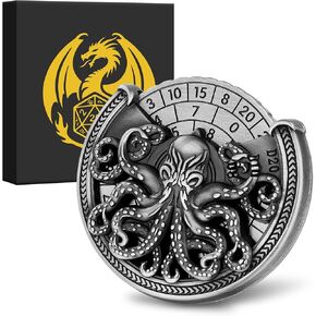 Spinner DND Dice Set, 7-in-1 Metallic D&D Dice, Octopus Roulette Dice Spinner for DND Dice Set, D&D Gifts with Gift Box, Father's Day, Role Playing Game Board Game Accessories, Bronze