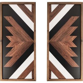Aztec Wall Decor Wood Southwestern Wall Art Frames American Native Tribal Black White Boho Western Modern Living Room Home Farmhouse Decoration