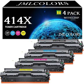 414X 414A Toner Compatible for HP 414A Toner Cartridges 4 Pack Hp 414x (with Chip) Replacement for HP Color Laserjet Pro MFP M479fdw M454dw MFP M480f M479 M455dn M479fdn M454 Printer (4-Pack,B/C/M/Y)