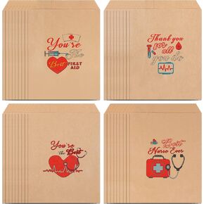 Kolewo4ever 100pcs الممرضة التقدير الهدايا الممرضات الأسبوع هدايا كرافت الورقية حقيبة كبيرة شكرا لك حقائب جيدة ممرضة الحفلات ممرضة الأسبوع ومستلزمات التقدير