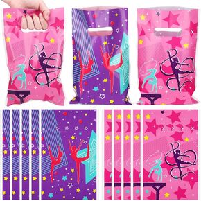 Janlaugh 100 PCS Gymnastics Party Gift With Wideles Plastic Gymnastics Goodie Bags 9.84''x6.5 '' قابلة لإعادة الاستخدام للوجبات الخفيفة الصغيرة.